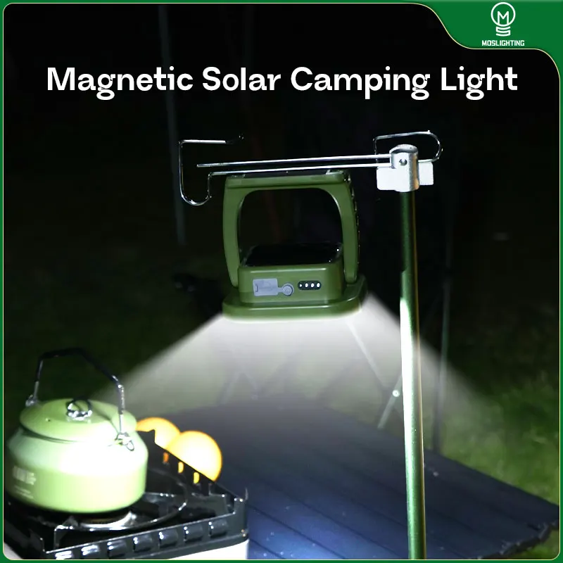 

MOSLIGHTING USB Rechargeable LED Solar Flood Light 50W with Magnet Strong Lights Portable Camping Tent Lamp Work Repair Lighting