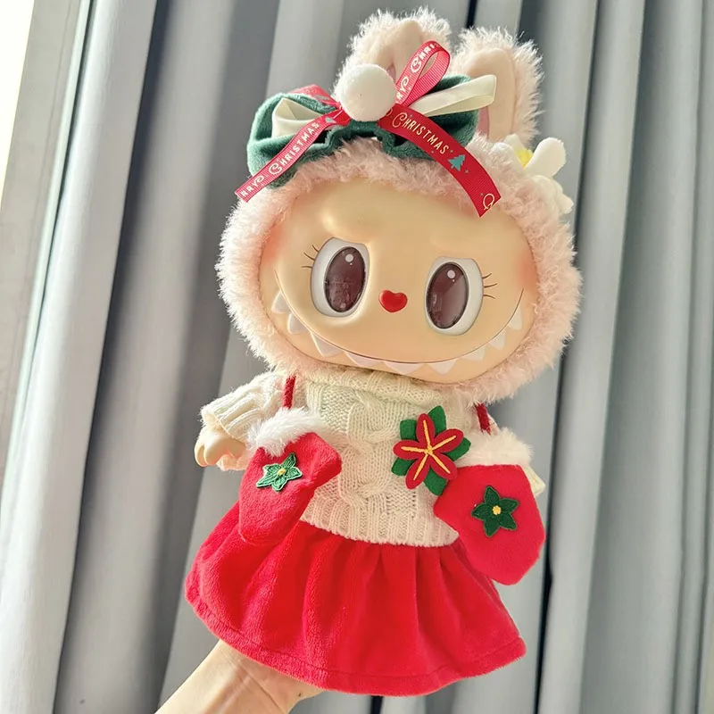 

38cm Labubu Doll Clothes, Mokoko Holiday Christmas Outfit Set, Cute Knit Sweater Dress & Clothing Gift for Girl Doll