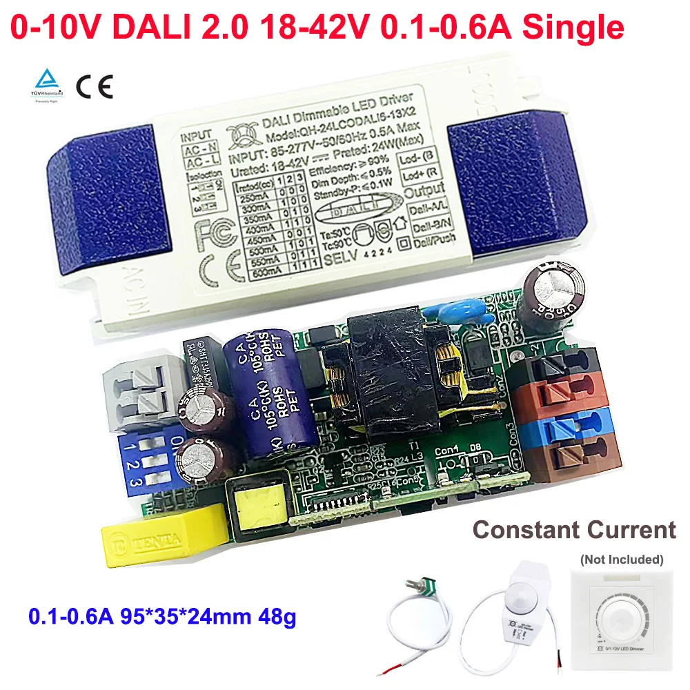 10P Flicker Free 0-10V DALI CCT Dimmable LED Driver Power Supply Transformer 18-42V 300mA 600mA 900mA 1200mA 1500mA 5-60W 0-100%