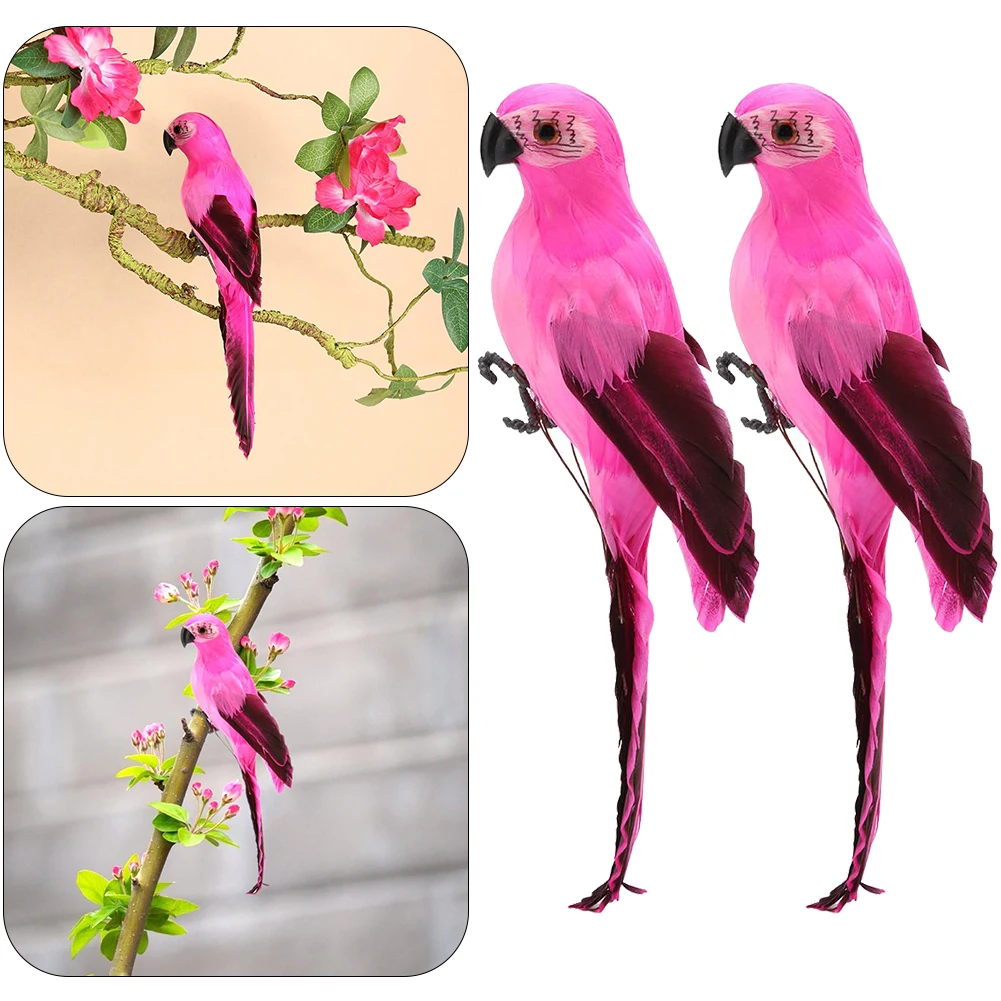 

2шт пенопластовое перо искусственная имитация модели птицы орнамент (розово-красный)