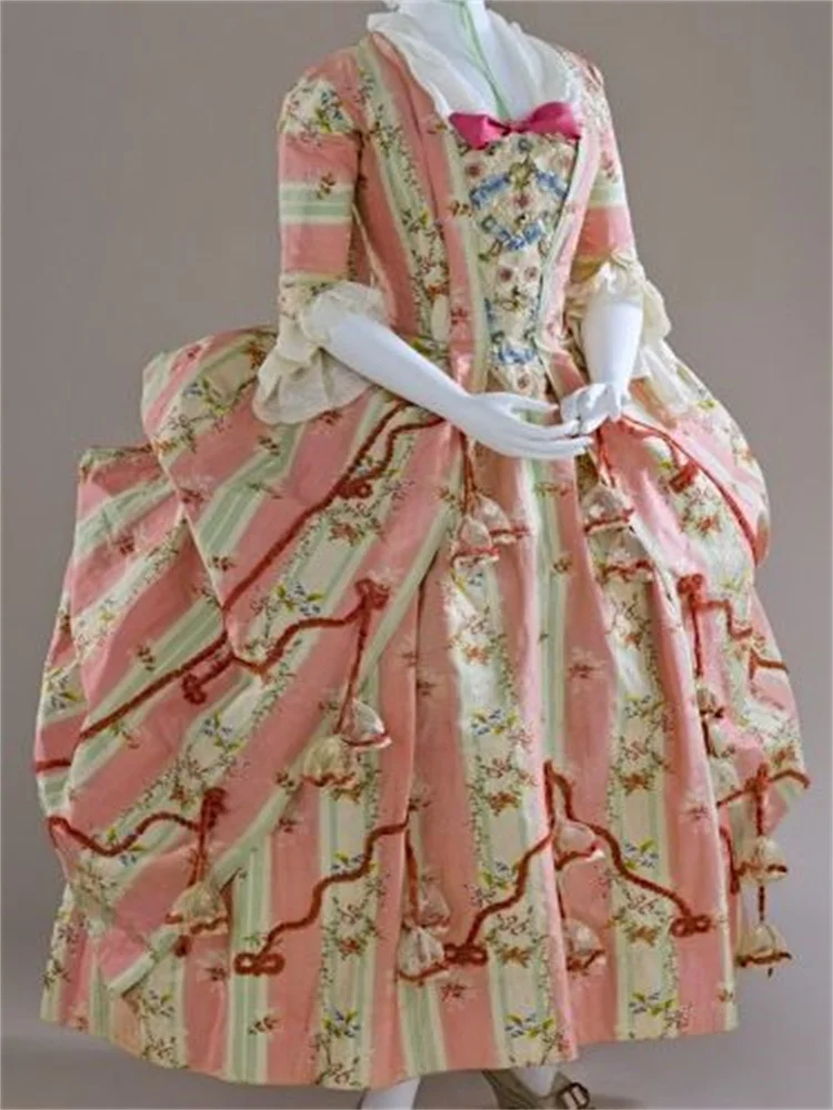 

Robe A La Francaise 1770s Rococo Floral Dress Victorian Royal Queen Marie Antoinette Ball Gown