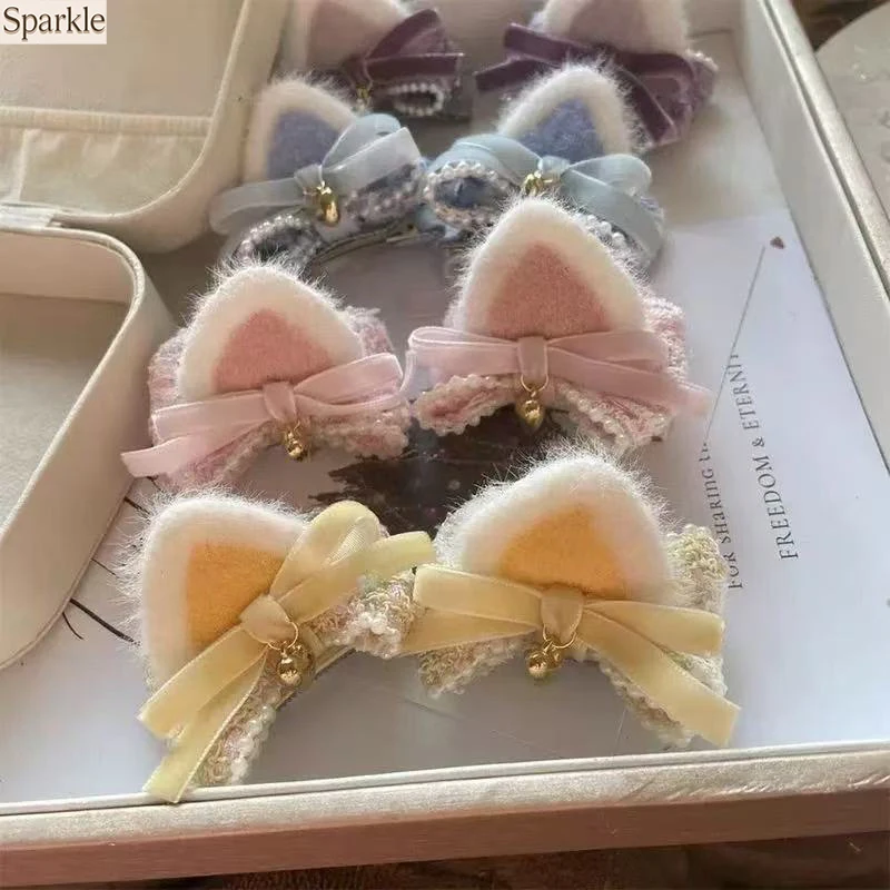 

Original Design Sweet Cute Cat Ear Butterfly Bow Hair Clip Pair Kawaii Bell Hair Accessories Cosplay Lolita Headwear Hairpins