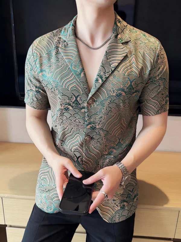 

New Chinese Sle Men's Casual Ice Silk ort Sve Suit without Faionable Summer Trendy Urban Faion Two Buttons