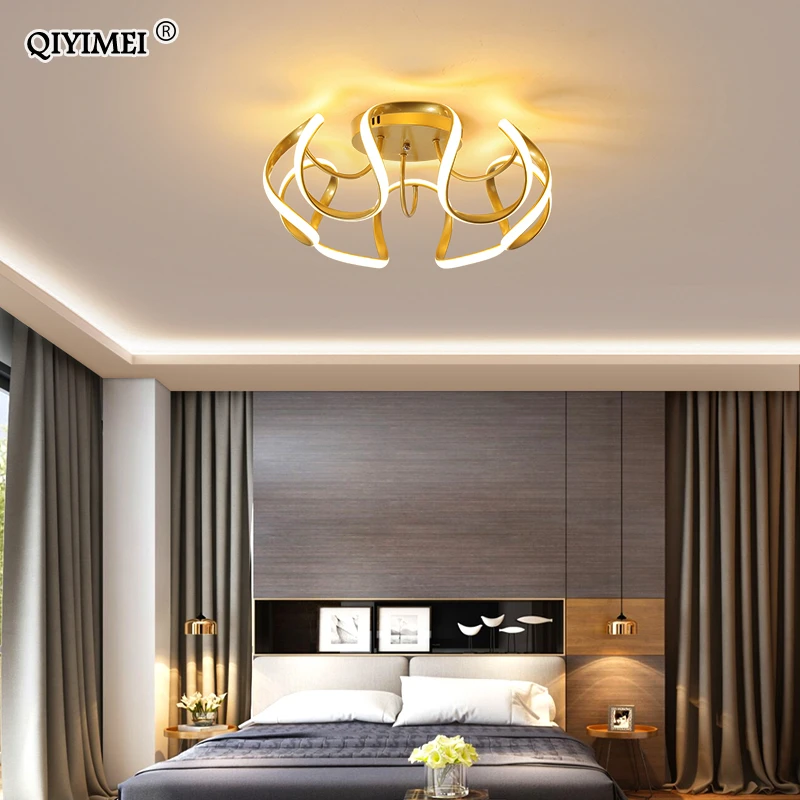 

Modern LED Gold Black Chandeliers Lighting For Living Study Room Dimmable Indoor Lamps Bedroom Living Room Kitchen Lighting