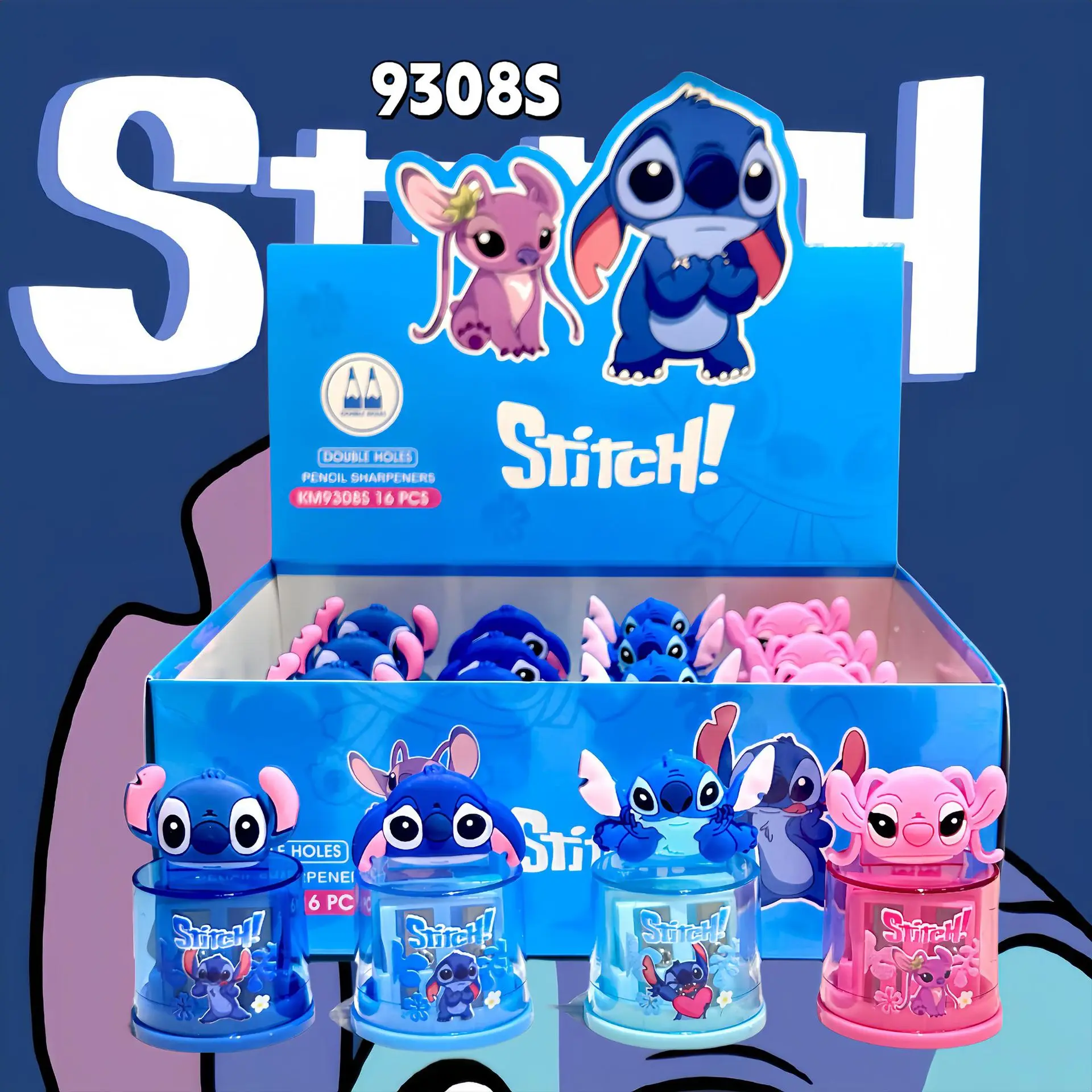 

4/16pcs Cartoon Stitch Silicone Double Control Pencil Sharpener Student Cute Pencil Sharpener Stationery Learning Supplies Gift