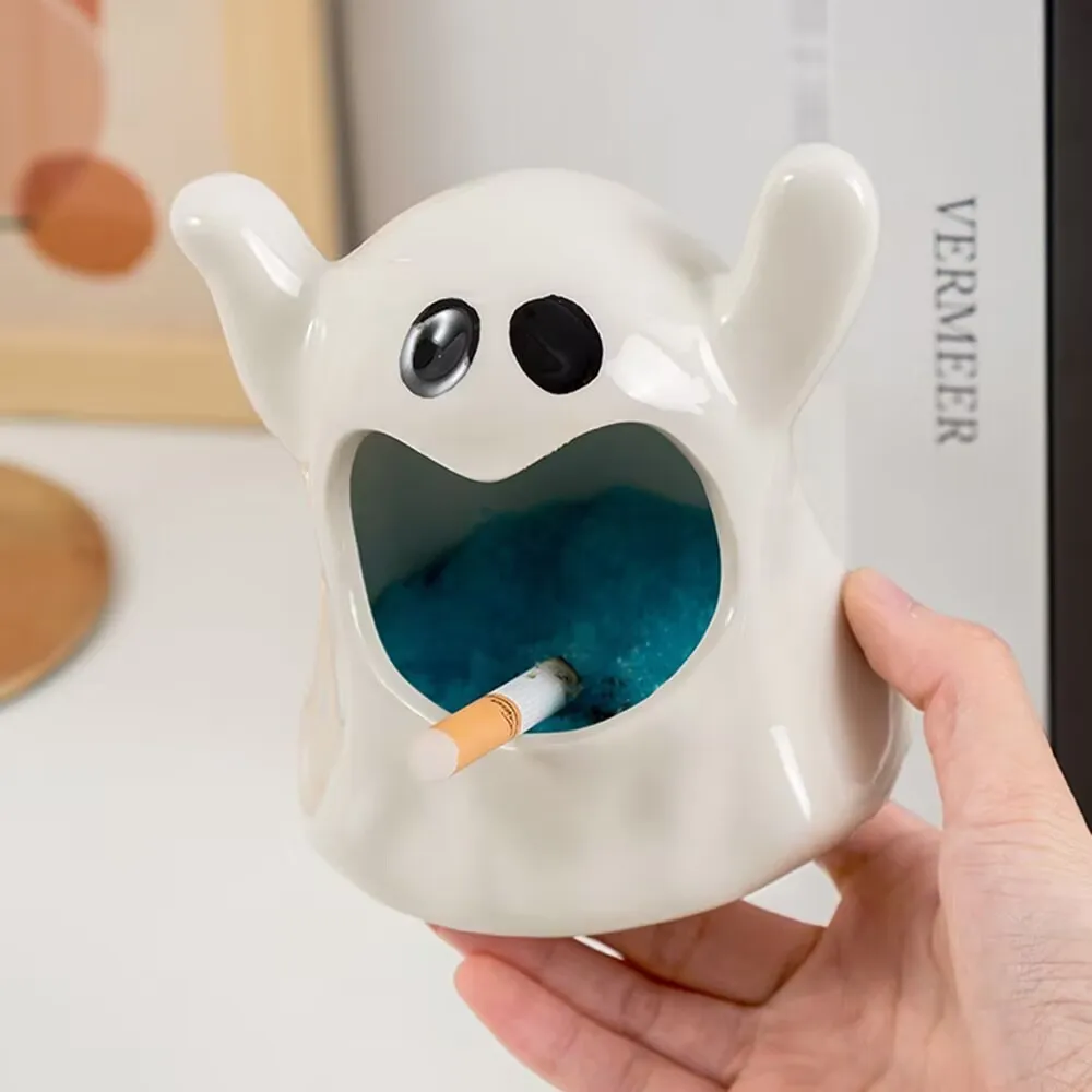 Funny cartoon ghost ashtray cute ghost candlestick decoration decoration American ceramic living room aromatherapy wax