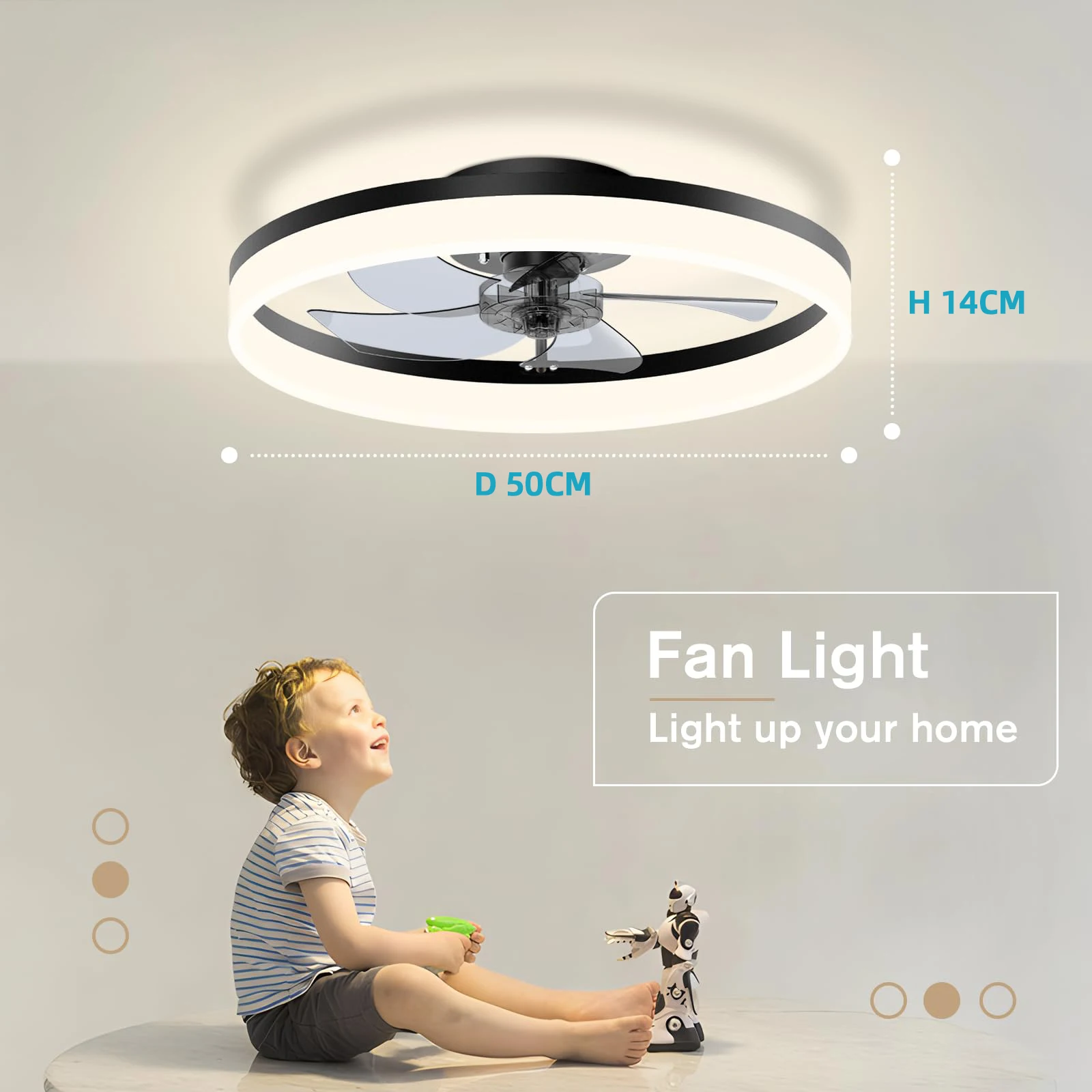 IRALAN Modern Ceiling Fans With Remote Control and Light LED Lamp Fan Smart Silent Ceiling Fans For Bedroom Living Room