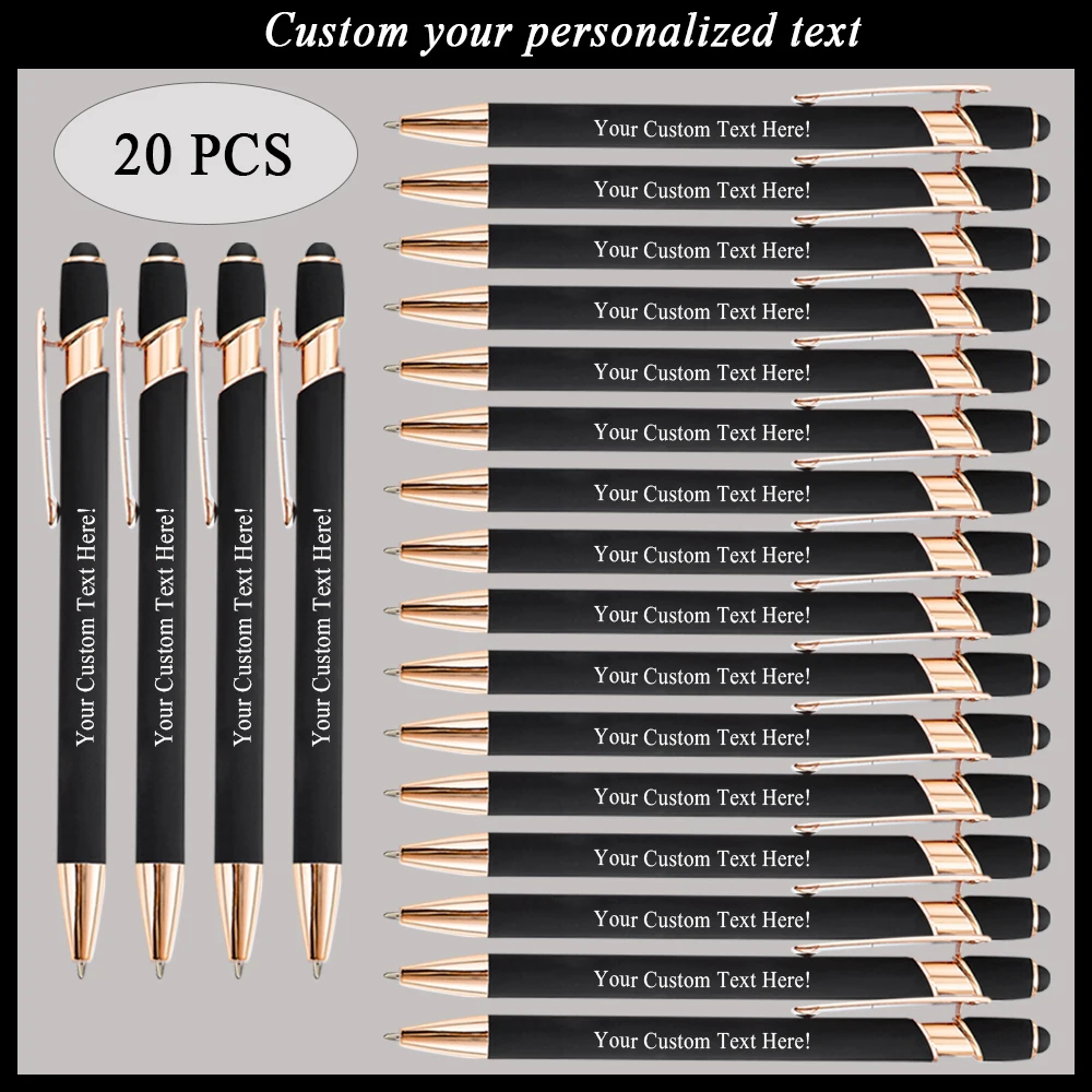 20pcs Custom Name Ballpoint Pen Personalized Luxury School Supplies Stationery Store Teachers Gift Office Writing Wholesale