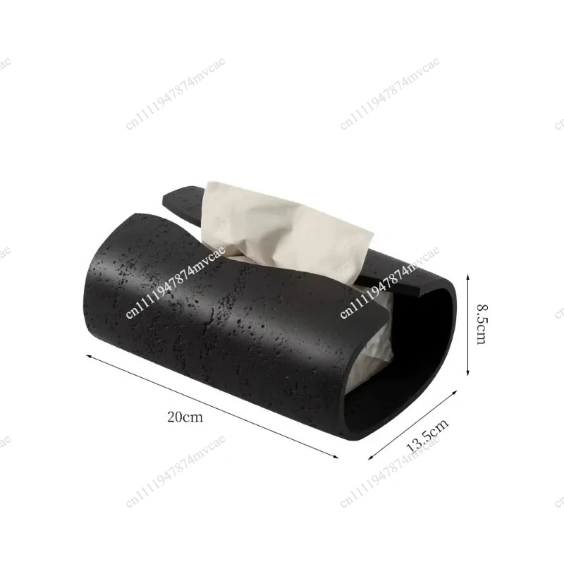 Resin tissue box holder, rectangular artistic stone imitation design,suitable for home and bathroom decoration, bedroom tabletop