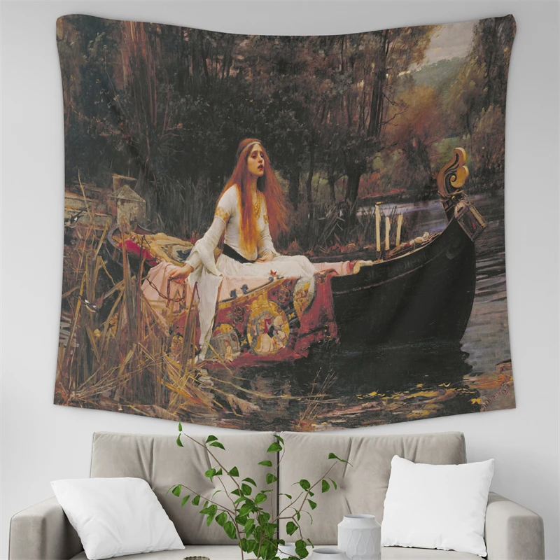 Gaslight Gatekeep Girlboss The Lady of Shalott Tapestry Wall Hanging Art for Bedroom Living Room Decor College Dorm Party