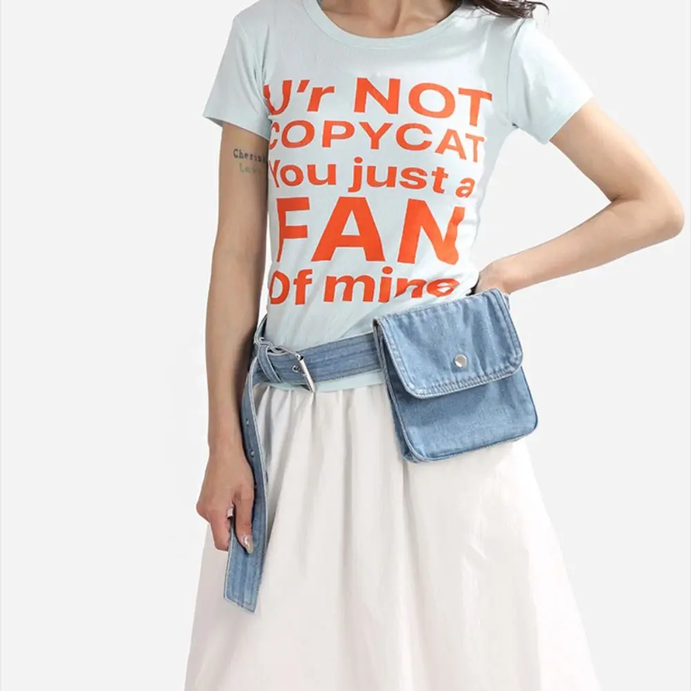 

Portable Multifunctional Denim Belt Waist Bag Korean Style Pouch Denim Crossbody Bag Portable Lightweight Fanny Pack Men/Women