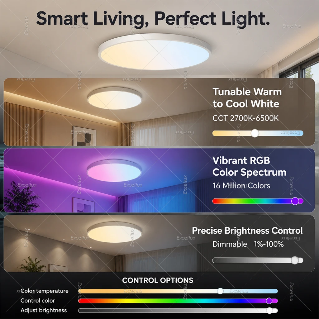Obrázek 4: Tuya wifi/zigbee strop lehký RGBCW LED strop lampa chytrý život APP alexa hlas ovládání stmívatelné LED světel pro ložnice kuchyň