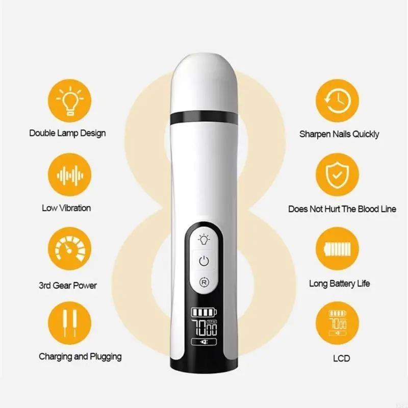 Rechargeable Cats Dog Trimmer Double Lighting 3 Speed LCD Power Display X3UC