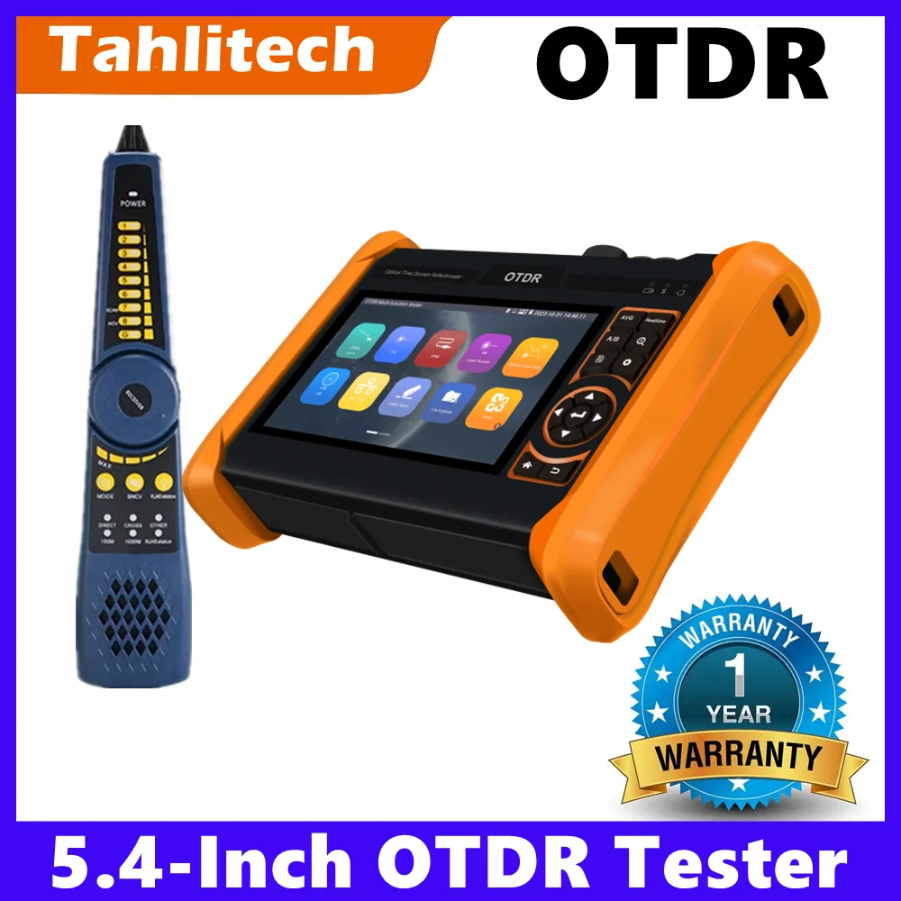 

Оптический рефлектометр Tahlitech OTDR для оптоволоконных кабелей 1550нм 1610нм 150КМ с PDF-отчетом, лазерным источником OPM VFL, тестером RJ45 и функцией Wi-Fi тестирования