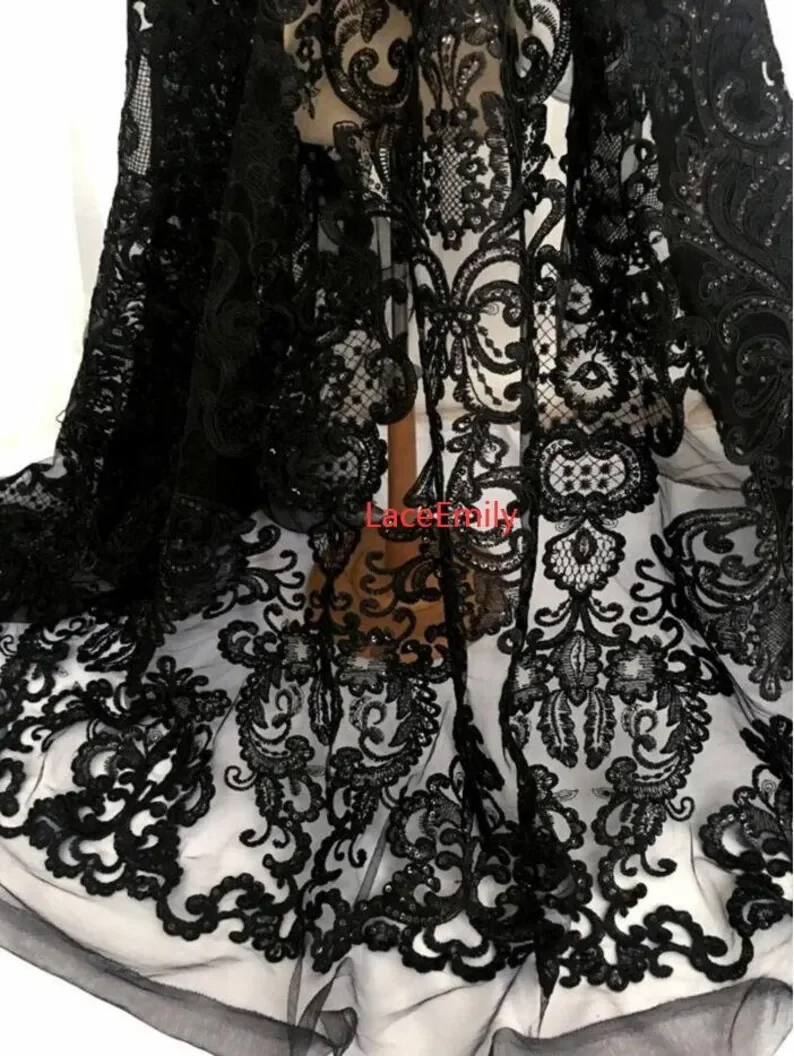 3-цветная золотая винтажная кружевная ткань с цветами и тяжелой вышивкой, тюль с цветком и блестками для свадебного платья, свадебного платья,