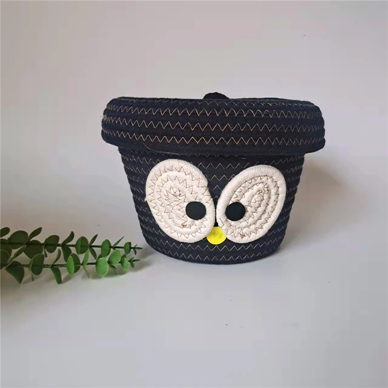 

Owl Laundry Basket Storage Handmade Weaving Splicing Kitchen Organizer Organizer Vintage Storage Basket Cartoon Fruit Basket