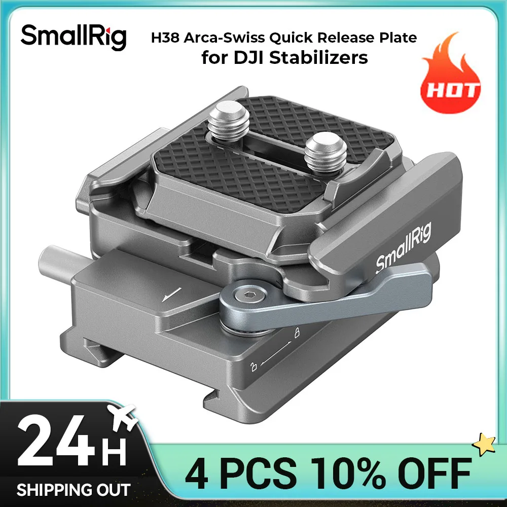 SmallRig Quick Release Plate for Arca, for DJI RS 4/RS 4 Pro/RS3/RS 3 Pro/RS 3 Mini/RS 2/RSC 2, HawkLock H38 Quick Release Mount