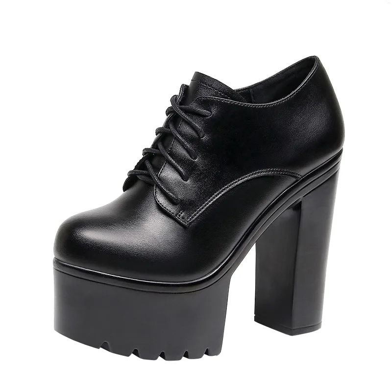 12 سنتيمتر 14 سنتيمتر حجم صغير 32-43 أحذية منصة نسائية أنيقة خريف شتاء 2025 كتلة عالية الكعب أحذية جلدية ل فستان نموذج مكتب #5