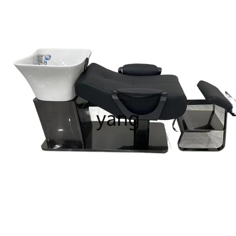 CX barber shop shampoo bed hair salon special semi-lying flush bed high-end stainless steel ceramic deep basin