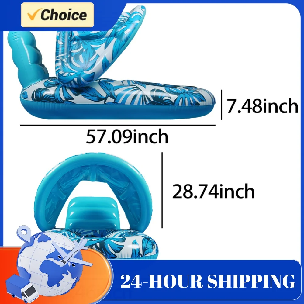 Inflatable Floating Bed with Sunshade Inflatable Water Sleeping Bed Floating Lounger Air Mattress Outdoor Swimming