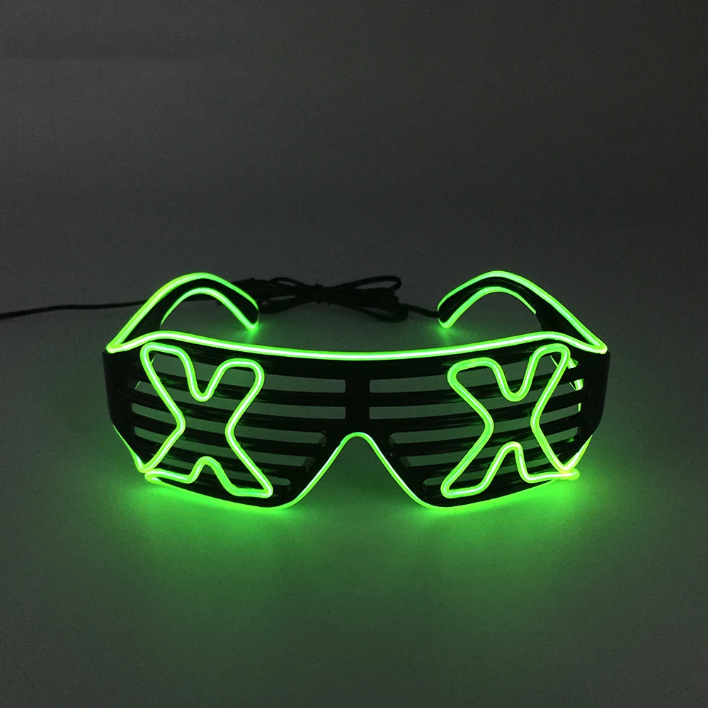 EL Shutter Glasses NightClub Neon Music DJ SunGlasses Decoration Flashing Window-shades Glasses Light up Strip Sunglasses