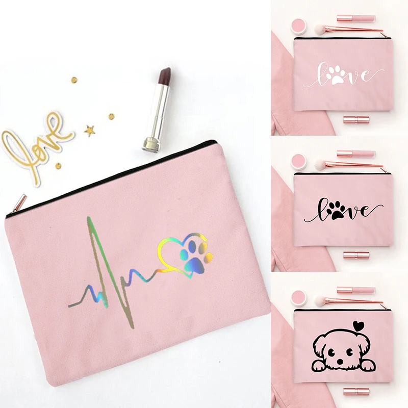 2023 Pet Puppy Minimalist Animal Themed Pink Zipper Make Up Bag Themed Makeup Bags Toiletry Bag Cosmetic Pouch Girl Pencil Case