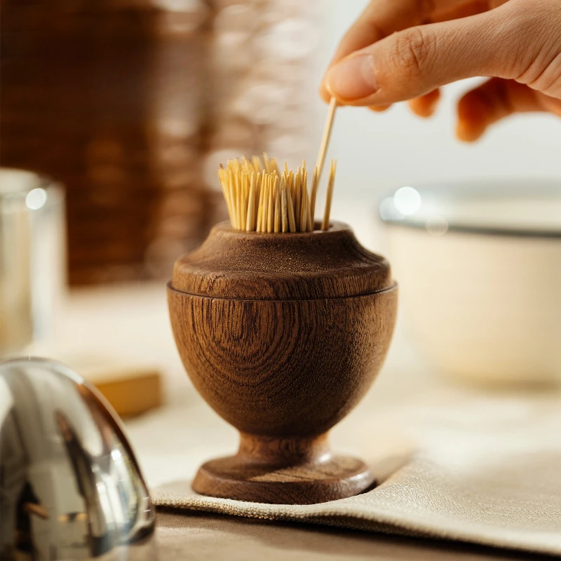Wooden Egg Shape Toothpick Holder Creative Tabletop Storage Box for Home Kitchen Office Use Table Desk Shelf Decor Display