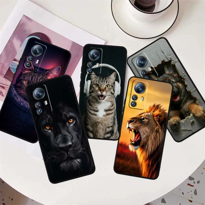 

Popular Art Cat Panda Lion Dog Phone Case For Xiaomi Mi 15 14 13 13T 12 12T 12S 11 11i 11T Pro Ultra Lite 5G Black Soft Cover