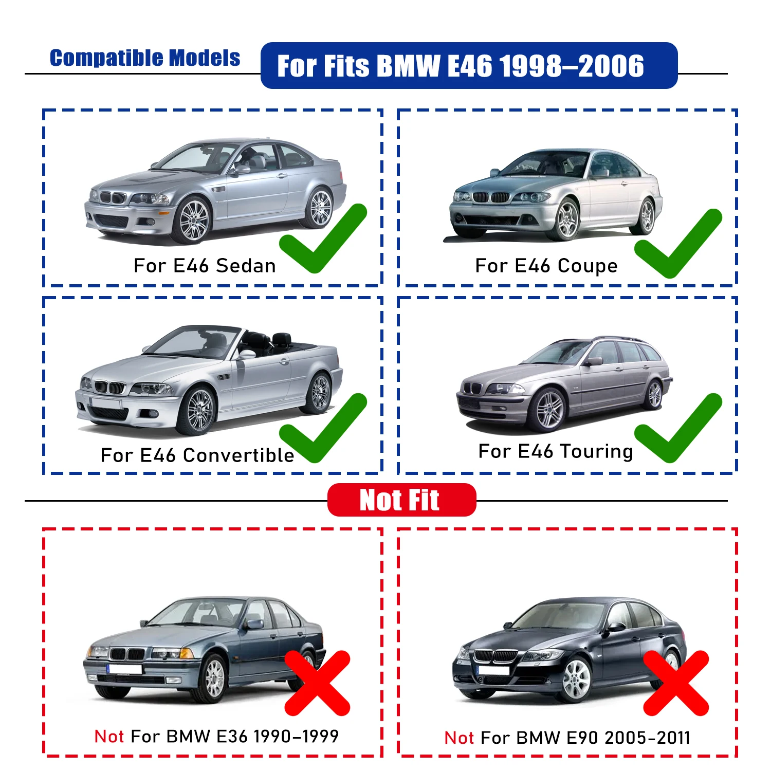 BMW 3 시리즈 E46 (1999-2006) 차량용 뒷좌석 쓰레기통 센터 콘솔 듀얼 컵홀더 인서트