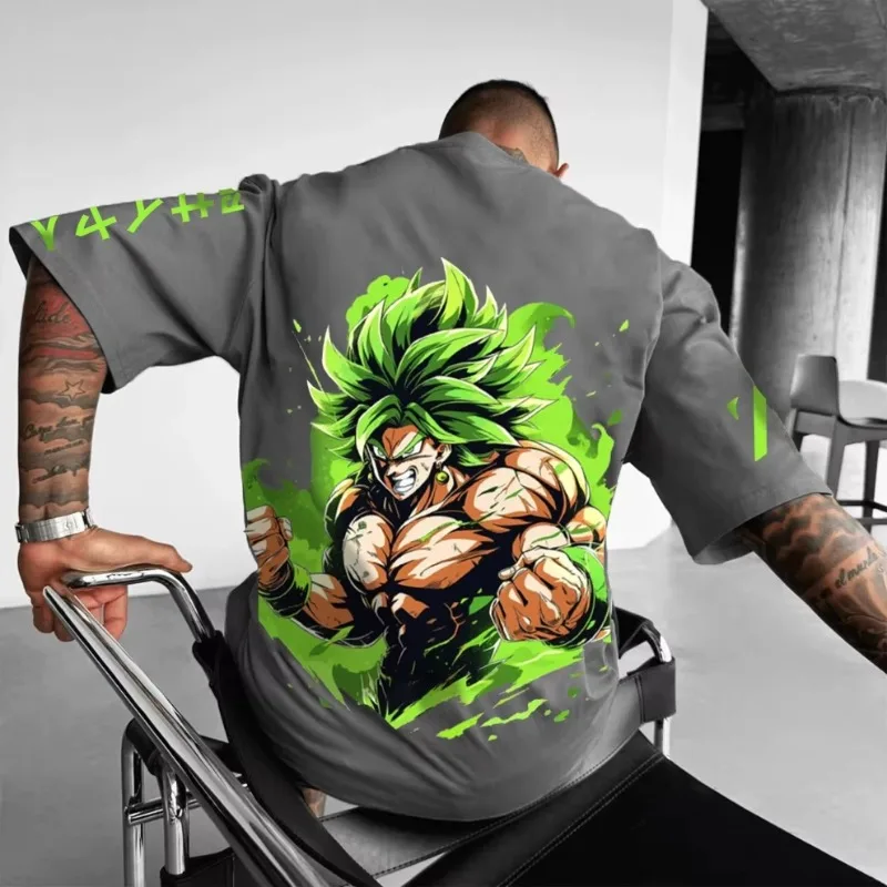Dragon Ball, novedad de verano, camiseta para hombre, versión holgada de calle, ropa informal con estampado de Anime Broli, Top de manga corta Harajuku para padres e hijos