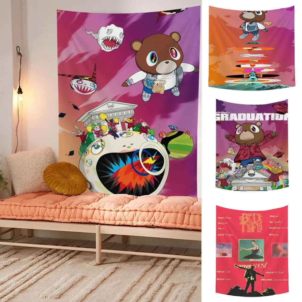 

Альбом рэпер K-Kanye West гобелен из микрофибры настенный подвесной для спальни Декор гостиной Открытый фестиваль Сад Бар фон