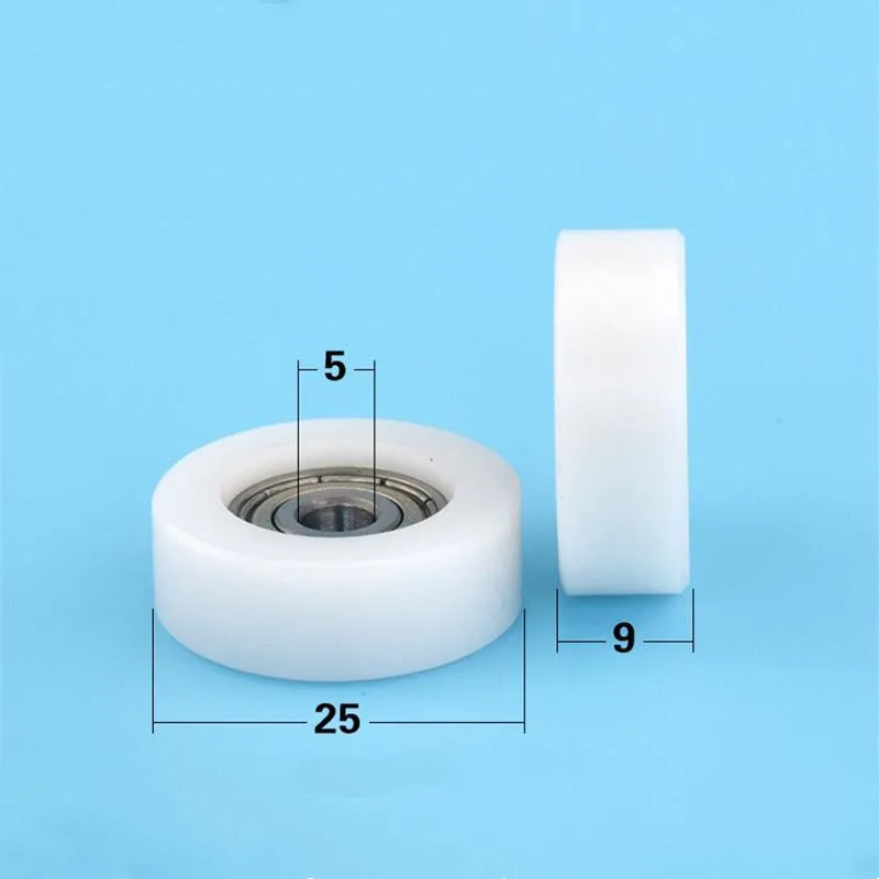 20pcs/100pcs Plastic Coated Bearing 5*25*9mm 625ZZ POM Pulley Flat Wheel Roller Plastic Pulley 5x25x9 mm