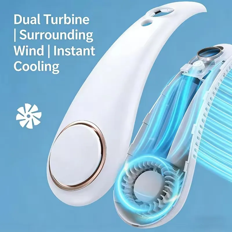 NEW Mini Neck Mounted Fan Portable Bladeless Neck USB Rechargeable Air Cooler 5 File Speed Summer Sports Fan Outdoor Sports Fans image 2