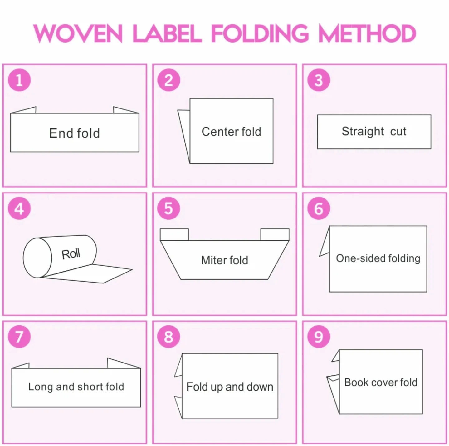 تسميات كبيرة الحجم مطوية مخصصة عالية الجودة شعار العلامة التجارية عالية الكثافة الملابس طوق تسميات الملابس الفاخرة المنسوجة Labe #6