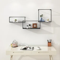Nordic Iron Art Wall Mounted Shelves Living Room Metope Bookshelf Creative Display Frame Household Background Wall Decoration Ra