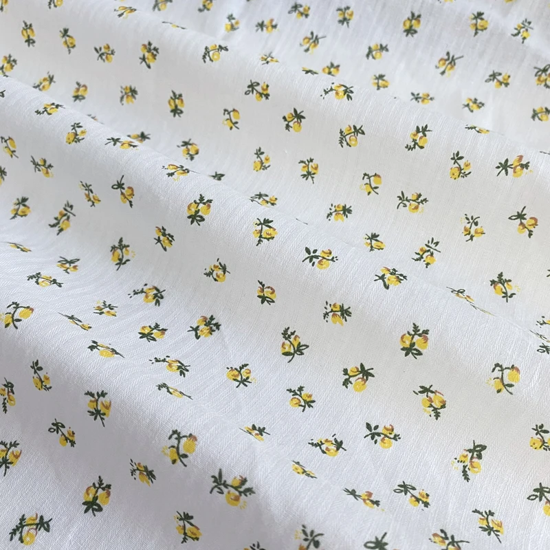 3/5/10M Ditsy Floral White Cotton Fabric For Sewing Spring/Summer Dress By the Meter With Small Flower Print