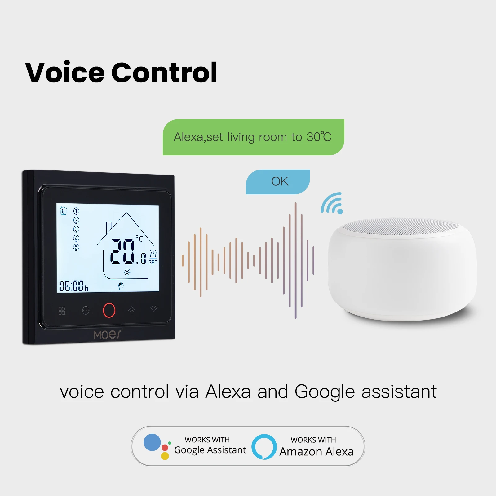 MOES Zigbee Thermostat Temperature Controller 2MQTT Setup for Water/Electric floor Heating Water/Gas Boiler Alexa Google Home