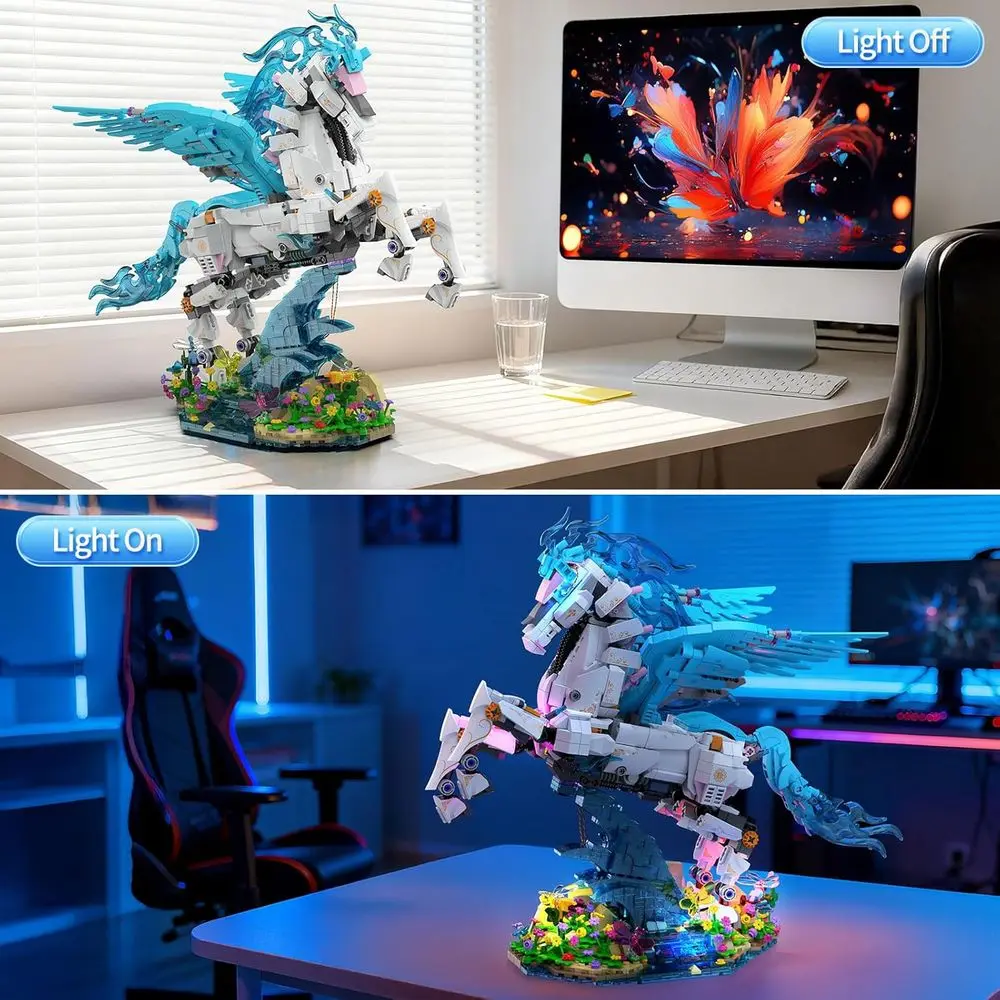 Fantasy Pegasus Bausteine, 1615-teiliger dekorativer Pferdemodellbausatz, kreatives Geschenk für Erwachsene und Jugendliche ab 14 Jahren