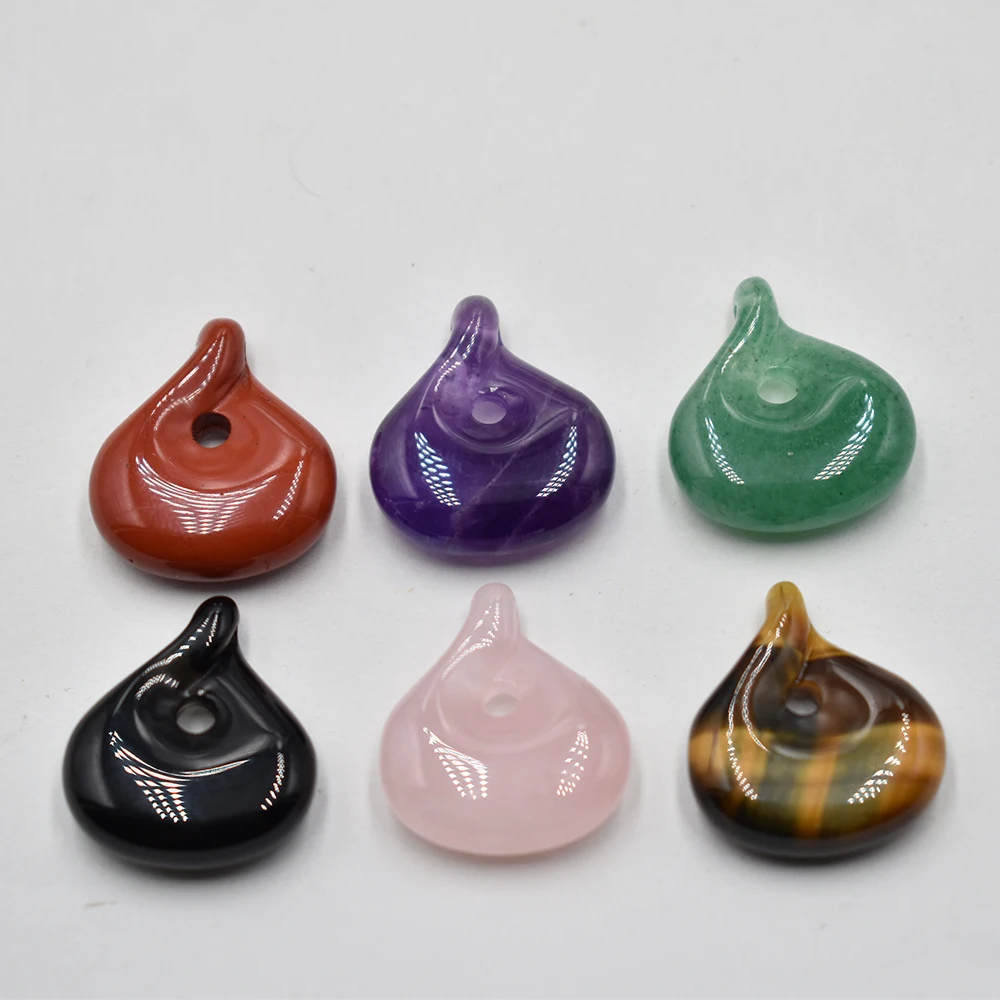 Großhandel 6 Stück/Set Natürlicher Tigerauge-Stein Rosenquarz Amethyst Geometrische Form Anhänger DIY Handgemachte Halskette Schmuckzubehör – Detail 3