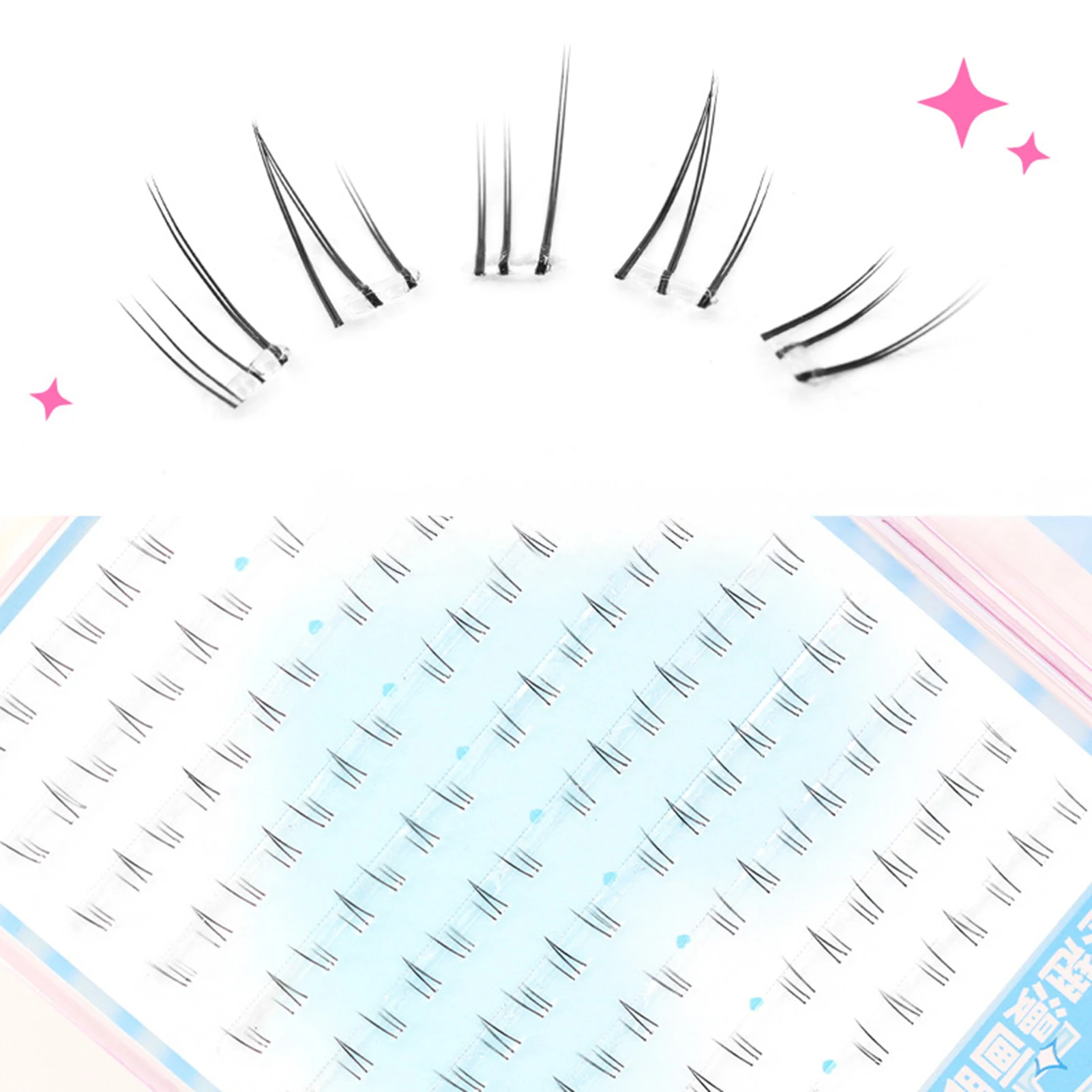 自己粘着下まつげクラスター 6 ミリメートル C カールうっすらとしたクラスターまつげエクステンションフリー接着剤ナチュラル個別つけまつげ