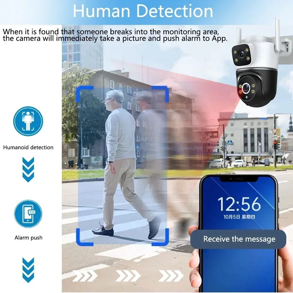 8MP PTZ Wifi Outdoor Dual Lens Dual Screen IP Camera AI Tracking Security Protection CCTV Surveillance Camera Tuya Smart Life
