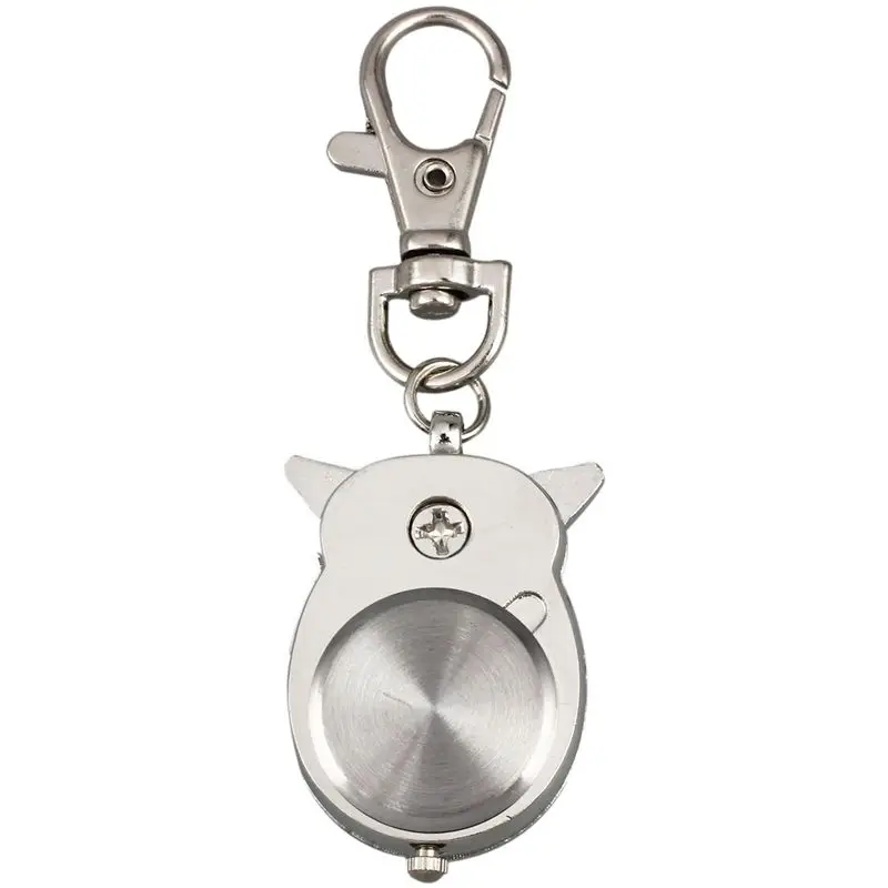 A95D-4X Owl Pocket Watch With Key Chain 40 X 25 Mm Silver