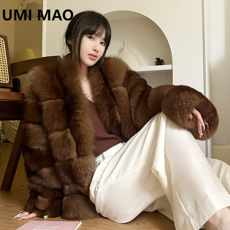 UMI MAO Imported Real Fox Fur Winter Jacket Women  Warm Fur Coat Women's Fur One-piece Fur Coat Femme