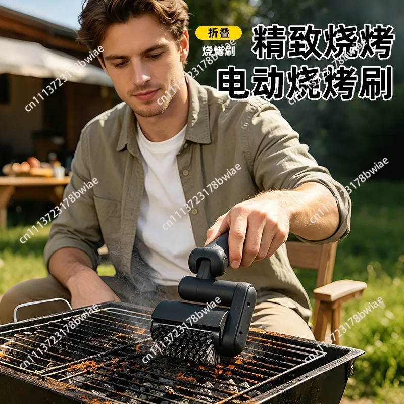 Electric cordless rechargeable barbecue cleaning brush adjustable angle cleaning rust oil grill scrubbing tool