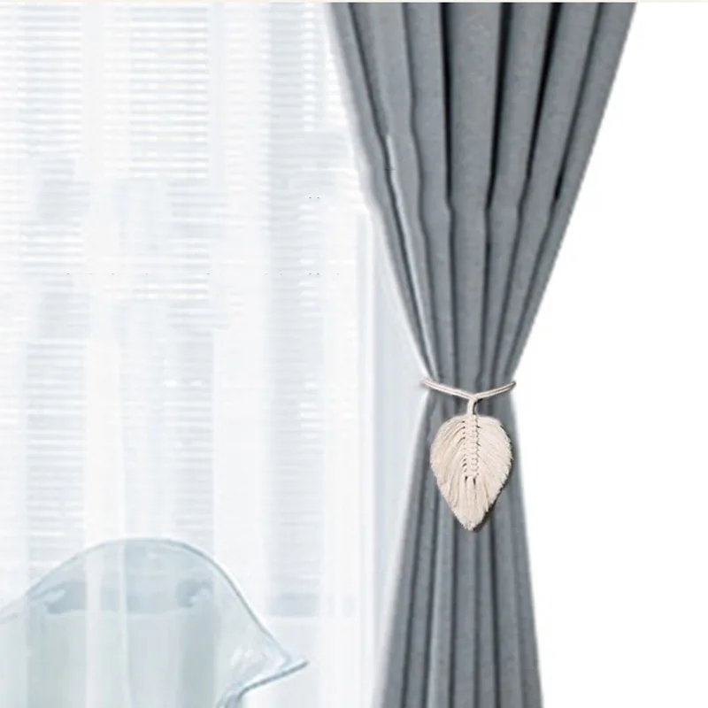 1/2Pcs Handmade Curtain Tiebacks Macrame Village Life Tassel Leaf Curtain Holdback Braided Tie Back Holder Bohemian Home Decor