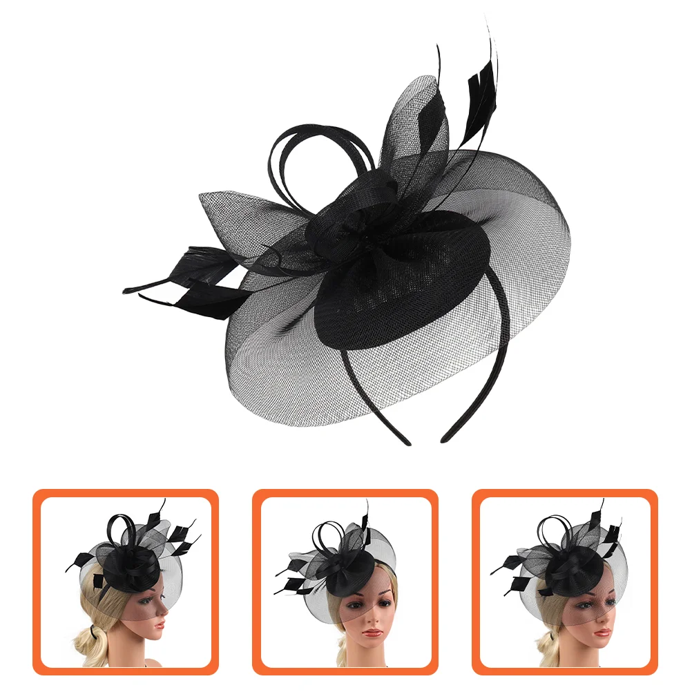 

Barrette Hat Wedding Headbands for Pink Decor Straw Hats Men Women Hair Tea Party Headpiece Gloves