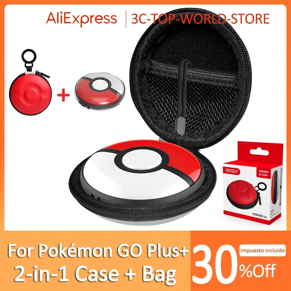 for Pokemon Go Plus Crystal Case + Bag EVA Hard Shell Carrying Case Storage Bag With Lanyard Can Store Charging Cable Accessory