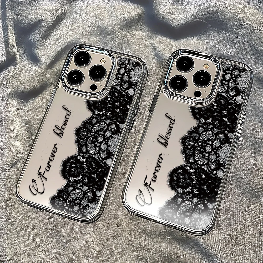Fashion Letter Lace Phone Case for Xiaomi Redmi Note A5 A3 15 14 13 14c 13c 12 11 12s 12c 10c 10 9  Pro Plus 4G 5G Transparent