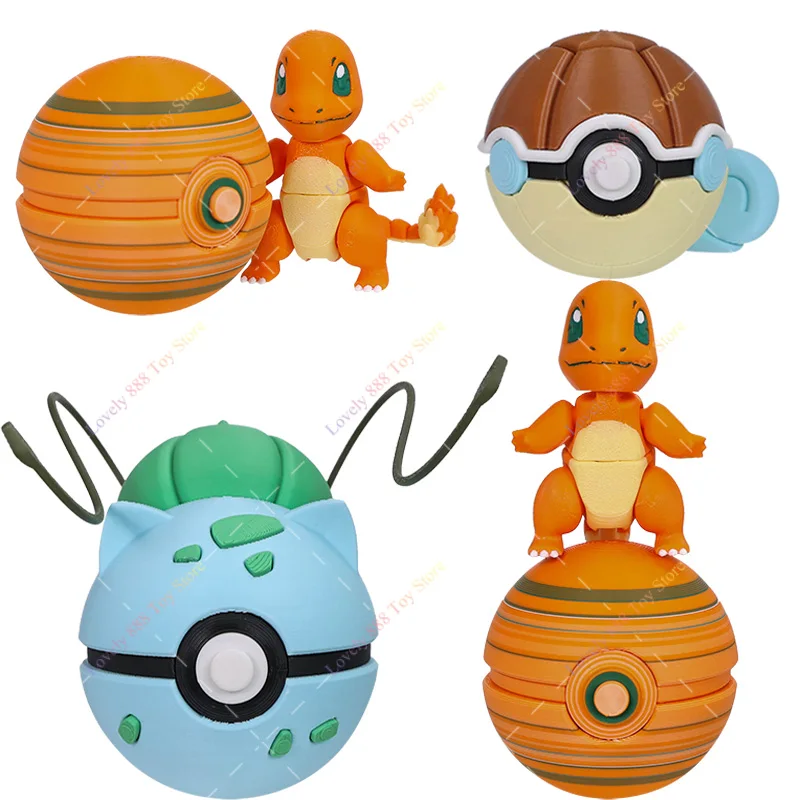 Heißer Verkauf Pokemon Charmander Ball Action Figur Spielzeug Anime Figur Bulbasaur Squirtle Pokeball Sammlung Modell Puppen 3D Gedruckt