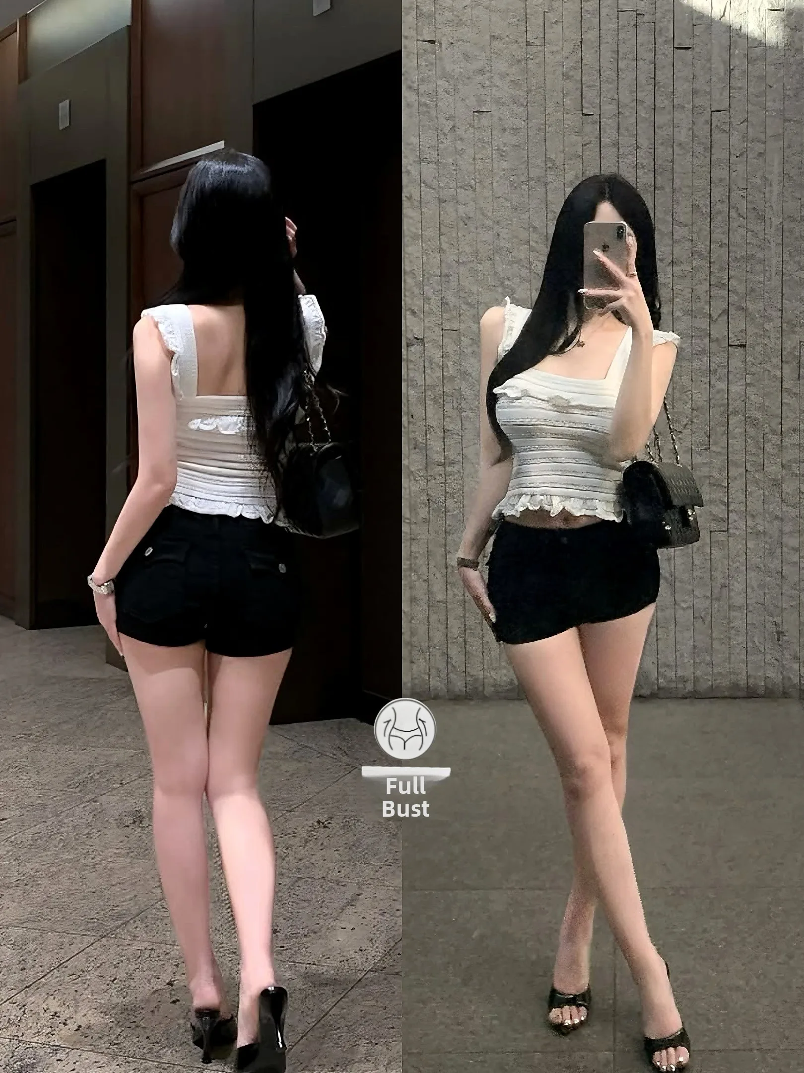 Low Waist Slim Fit Denim Shorts Women's Summer Waistline Enhancing Butt Lifting Mid-Rise Jeans Low Waist Ruffle Design